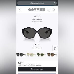 Black Geometric Sunglasses Oliver Peoples & Khaite collection